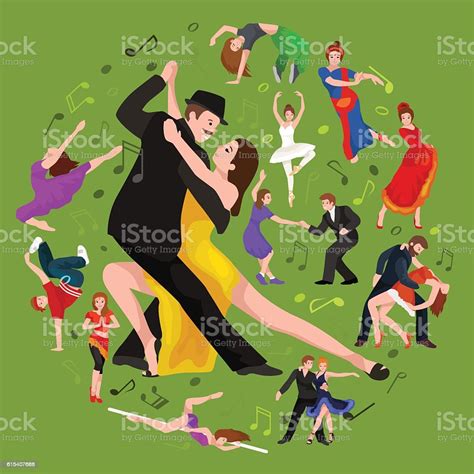 yong couple man and woman dancing tango with passion dancers stock illustration download image