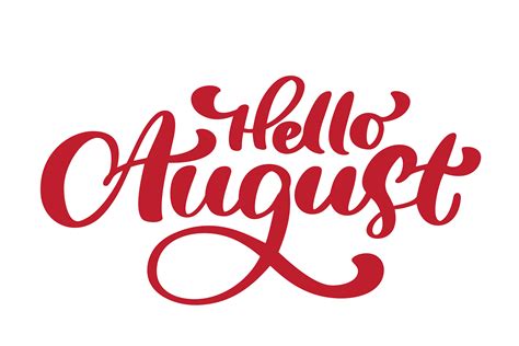 Hello August Lettering Print Vector Text Summer Minimalistic