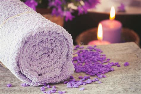 Purple Spa Setting Stock Image Image Of Foliage Aroma 86086331