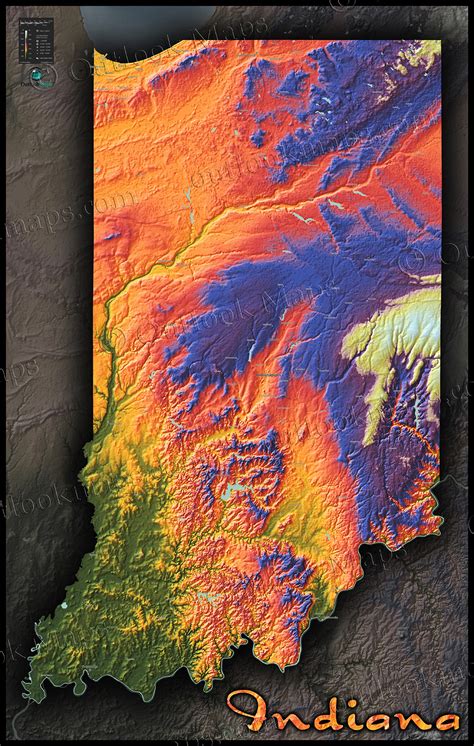 Our website offers more than 200,000 free maps. Indiana Topographic Wall Map | Colorful Style of Physical Terrain