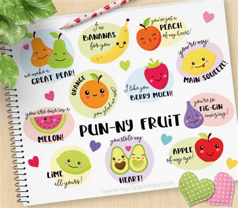Punny Fruit Funny Fruit Puns Cute Fruit Faces Characters Etsy