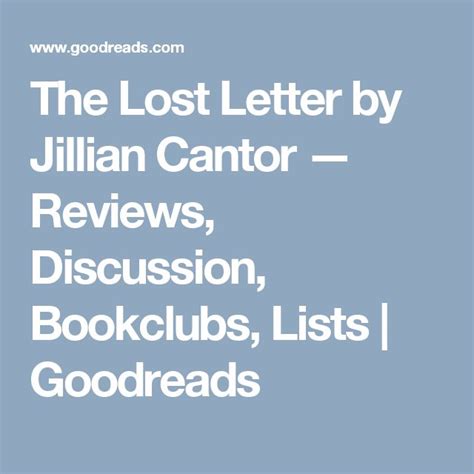 The Lost Letter By Jillian Cantor — Reviews Discussion Bookclubs