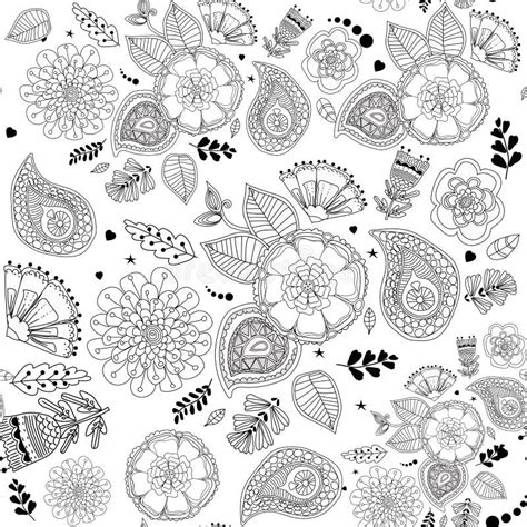 The Pattern Consists Of A Plant In Black And White Colors In The Style