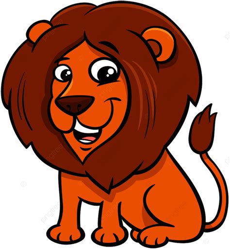 Cartoon Illustration Of Happy Lion Wild Cat Animal Character Lion