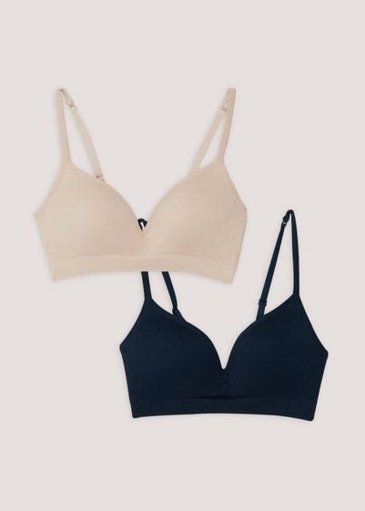Pack Nude Navy Seamless Moulded Bras Matalan