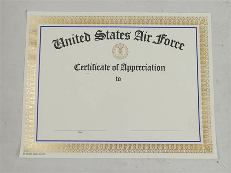 Us 1987 United States Air Force Certificates Of Appreciation