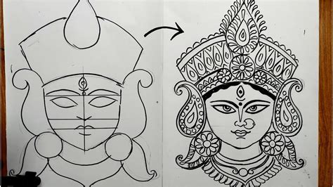 How To Draw Durga Maa Face Easy ~ 16 Best Durga Maa Face Drawing Maa