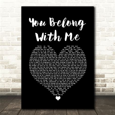 Taylor Swift You Belong With Me Script Heart Song Lyric Quote Music