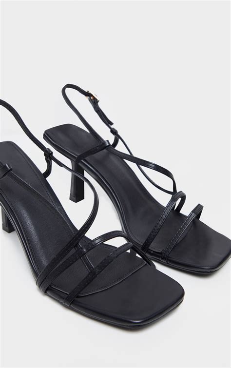 Black Low Heel Strappy Sandal Shoes Prettylittlething