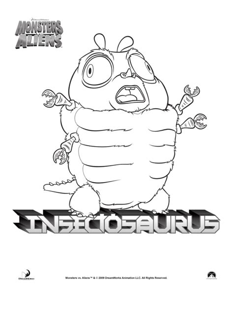 Kleurplaat Monsters VS Aliens Insectosaurus Kleurplaten.nl