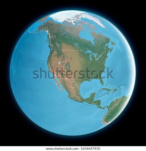 Globe Map North America Satellite View Stock Illustration 1656647410