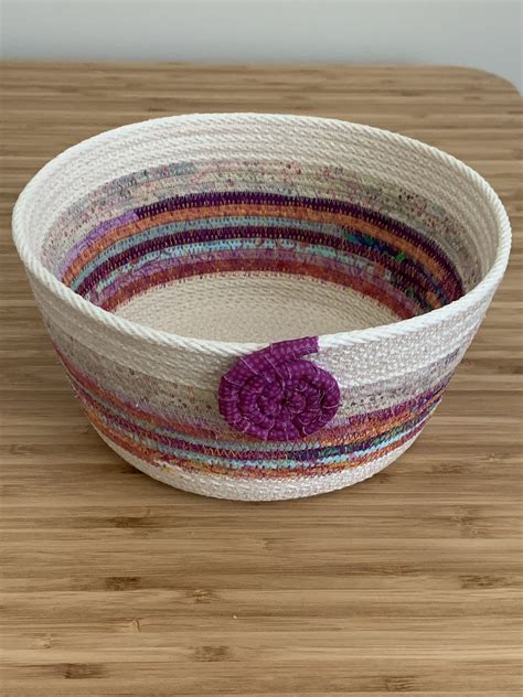 Coiled Rope Bowl Coiled Fabric Basket Coiled Fabric Bowl