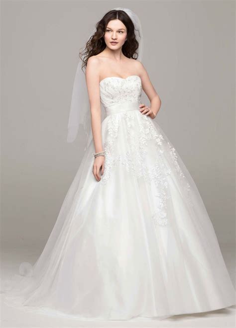 Strapless Tulle Ball Gown With Beaded Appliques Davids Bridal Ball