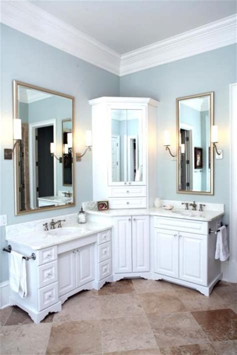 There are several small double sink vanity designs, as well. bathroom double vanity | Corner bathroom vanity, Double ...
