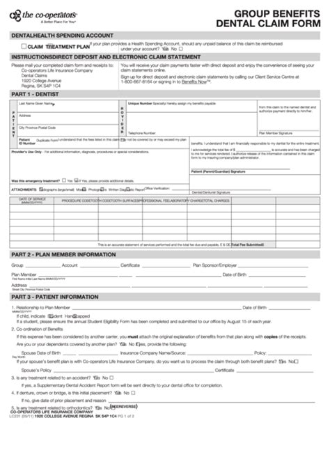 Fillable Dental Claim Form Printable Forms Free Online