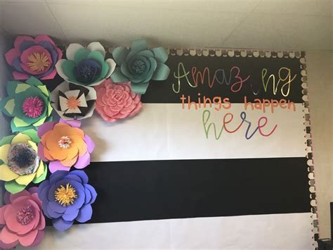 Paper Flowers Give A Classroom Wall A Pop Of Color Classroom Walls