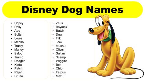 Disney Dog Names Male Female And Uncommon Names Grammarvocab