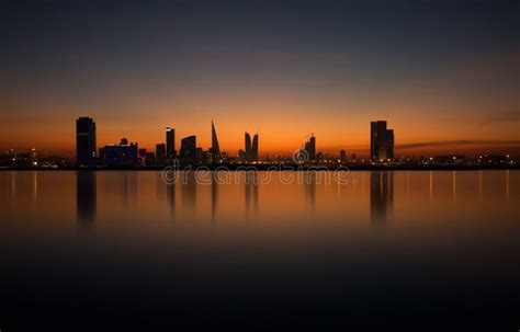 Bahrain Skyline During Sunset Stock Image Image Of Panorama Ocean