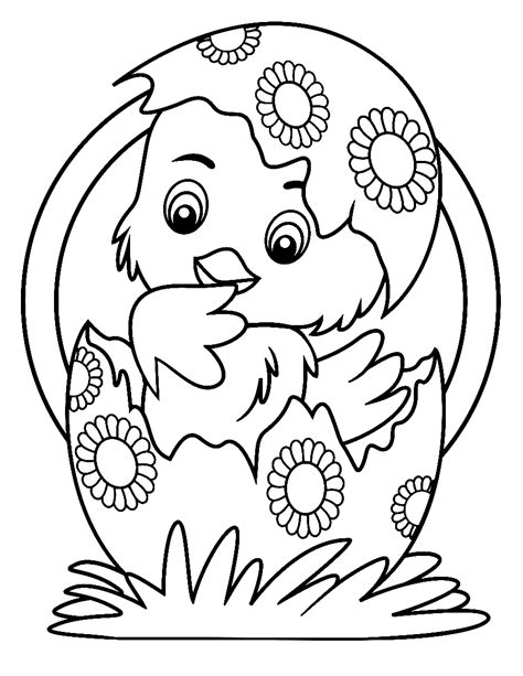 Baby Chick In Easter Egg Coloring Page Free Printable Coloring Pages