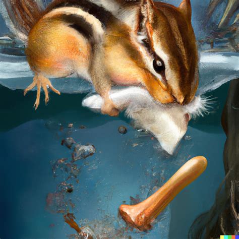 C × Dall·e A Hieronymus Bosch Style Painting Of A Chipmunk Brushing