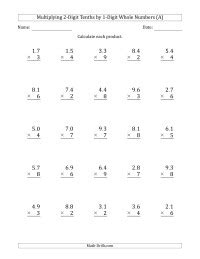 Like multiple digit multiplication, but with an irritating little dot bouncing around to keep you on your toes. Search | Multiply Decimals | Page 1 | Weekly Sort