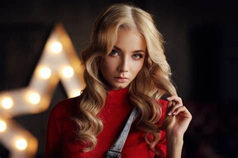 Wallpaper Women Blonde Portrait Overalls Dmitry Arhar 1920x1280