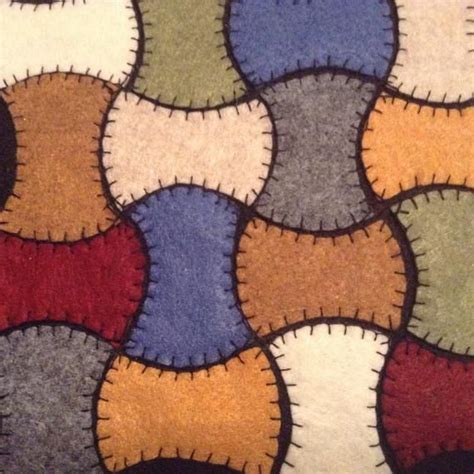 Hand Appliqued Patchwork Wool Candle Mat Felt Penny Rug Etsy Wool