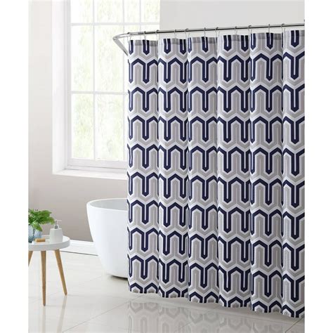 Mainstays London Geometric Fabric Shower Curtain 70x72 Navy
