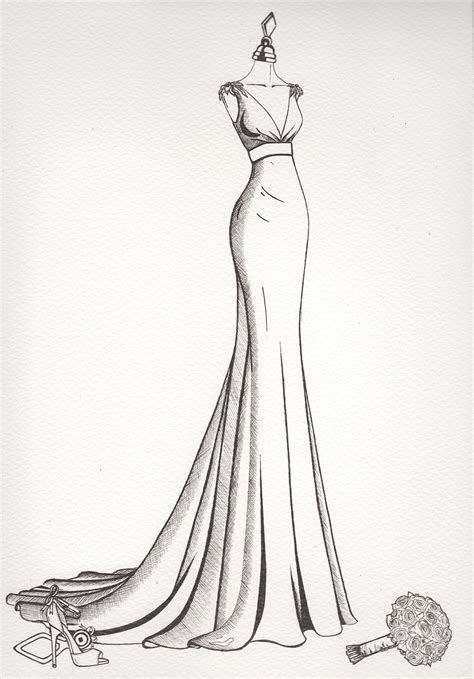 Wedding Dress Sketch Wedding Dress Ink