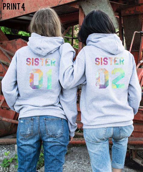 Sister Matching Hoodies Sister 01 Sister 02 Patterns Best Friends Ts