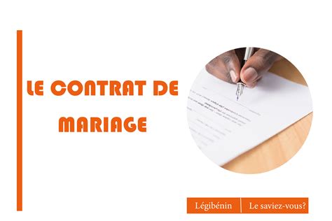 le contrat de mariage quel en est l intérêt légibénin