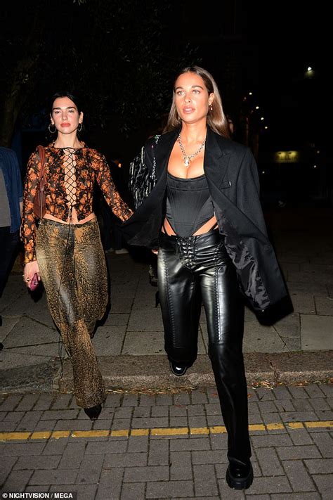 Dua Lipa Flaunts Her Cleavage In A Racy Tie Up Top As She Enjoys A Dinner Date Daily Mail Online