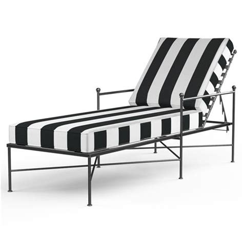Sunset West Provence White Black Stripe Cabana Cushion Metal Outdoor