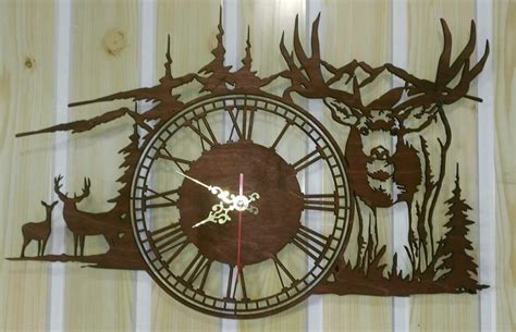 Deer Clock Free Dxf Files For Laser Cutting Download Free Vector
