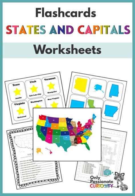 States And Capitals Printable Flashcards And Worksheets Only