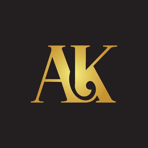 Initial Letter Ak Logo Desig Ak Letter Logo Design Gold Color On Black