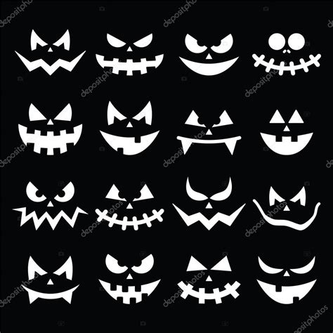 Scary Halloween Pumpkin Faces Icons Set Stock Vector Image By ©redkoala