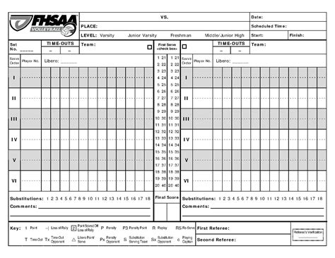 Fhsaa Volleyball Score Sheet Imagegallery