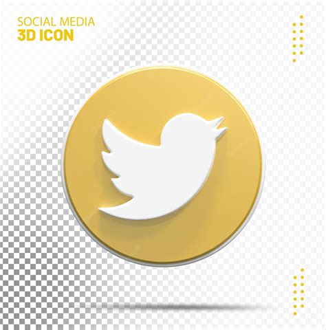 Premium Psd Gold Twitter Icon 3d