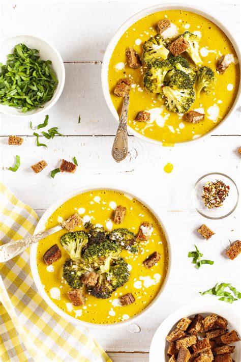 Roasted Broccoli Sweet Potato Soup Only 6 Ingredients My Pure Plants