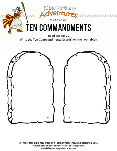 The coloring sheet shows moses parting the red sea, when the egyptian according to exodus, the tablets were made of blue sapphire stone. Bible Worksheet: Ten Commandments | Sunday school crafts ...