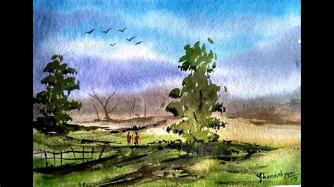 Simple Watercolor Landscape Painting Watercolor Painting