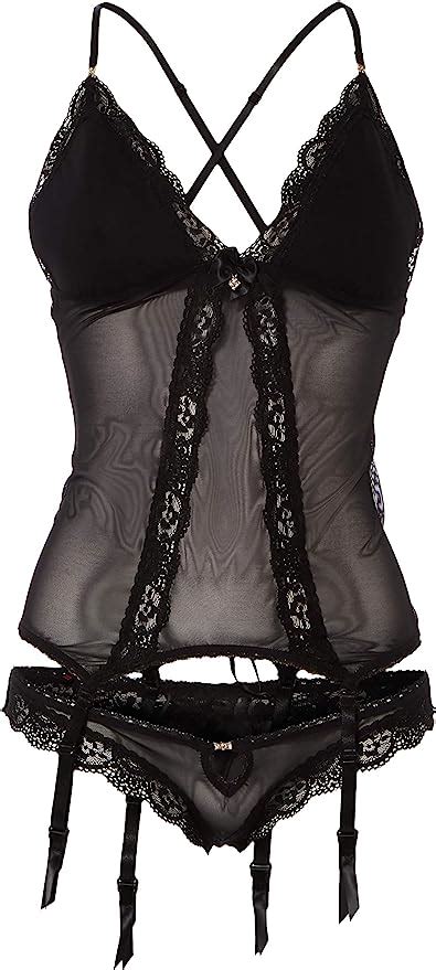 Obsessive Sexy Lace Corset And Thong Set 841 Cor 1 Black L Xl At Amazon Women’s Clothing Store