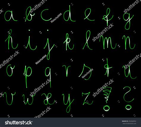 Flourescent Letters Alphabet Bright Green Colors Stock