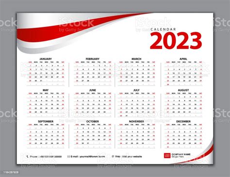 Vetores De Calendário 2023 Calendário Simples Mesa Semana Começa A