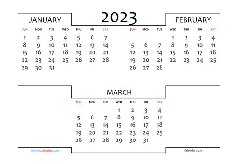 January February March 2023 Calendar Get Calendar 2023 Update