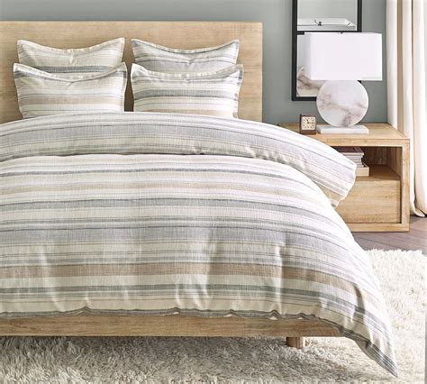 Clayton Striped Cotton Duvet Cover King Pottery Barn Havenly