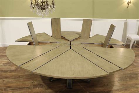 Jupe Table Transitional Expandable Round Dining Table For 12
