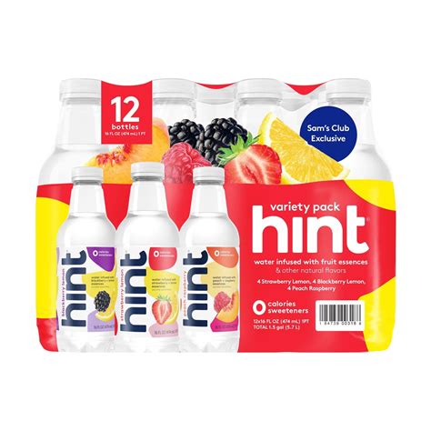 Hint Flavored Water Summer Variety Pack 16 Fluid Ounce Pack Of 12