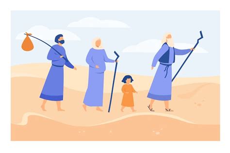 Free Vector Moses Leading Israelites Across Desert Towards Promised